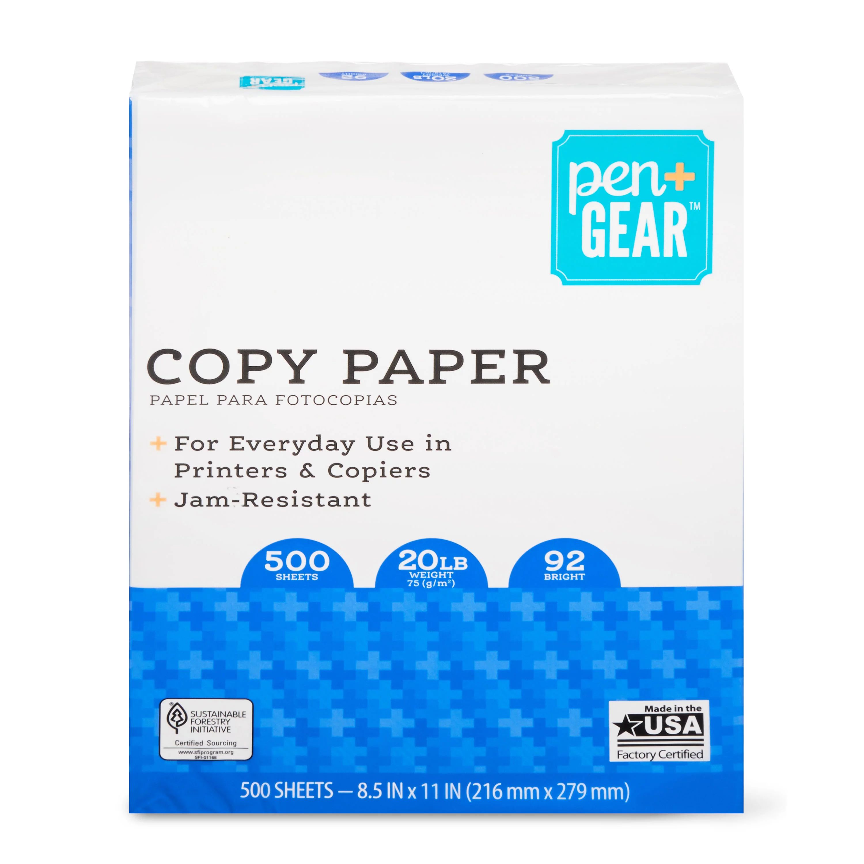 Pen+Gear Copy Paper, 8.5 x 11, 92 Bright, 20 lb, 1 Ream, 500 Sheets | Walmart (US)