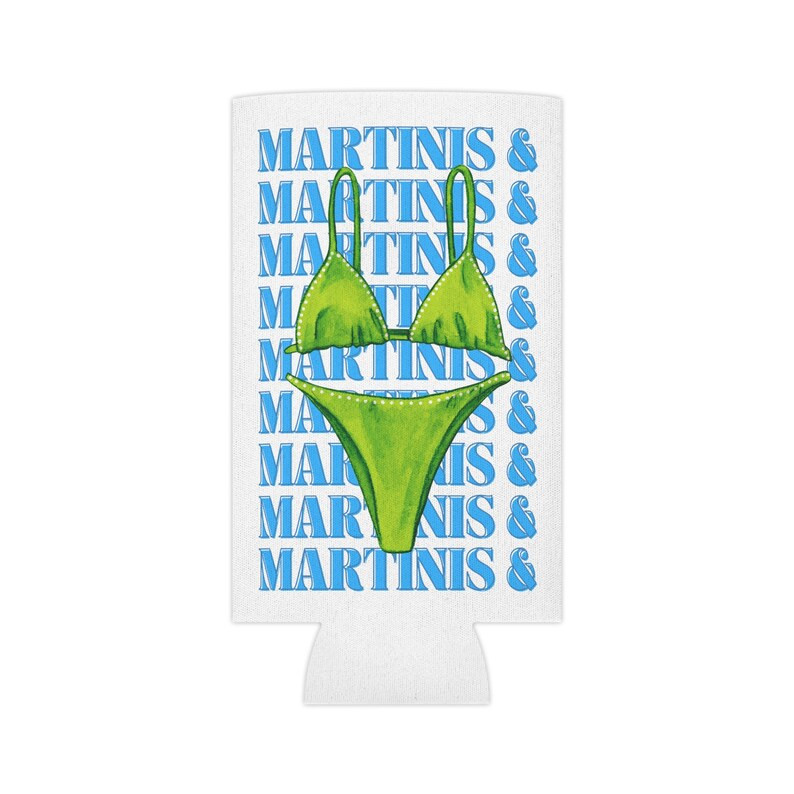 Martinis and Bikinis Can Cooler blue and Green, Bachelorette - Etsy | Etsy (US)