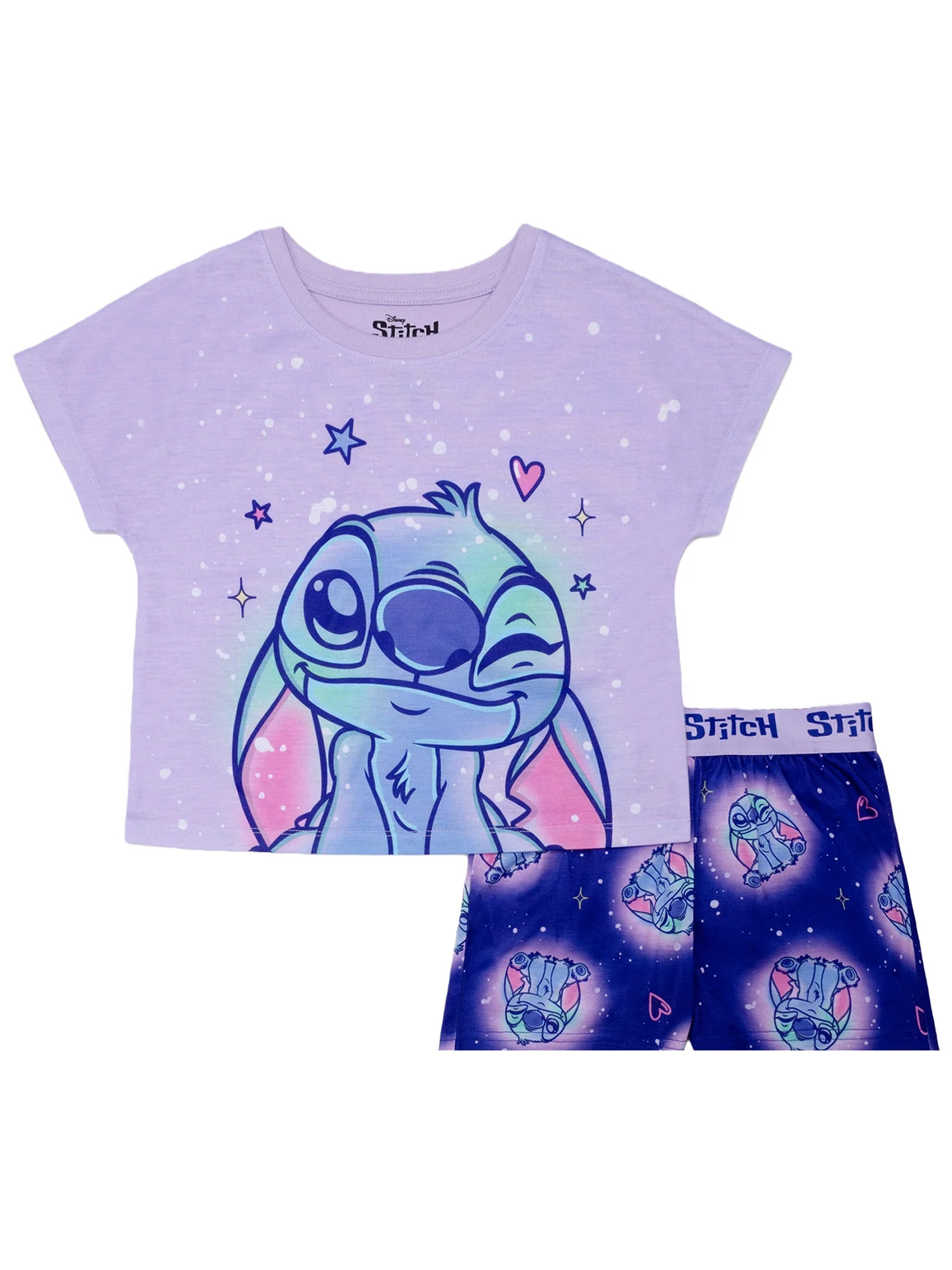 Lilo & Stitch Girls 2-Piece Jersey Short Sleeve Top and Short, Sizes 4-16 | Walmart (US)