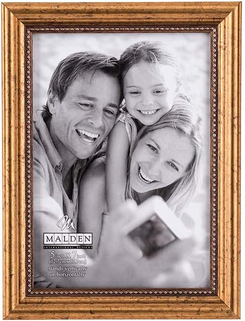 Malden International Designs Classic Wood Picture Frame, 5x7, Gold | Amazon (US)