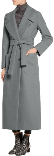CHARTOU Women's Elegant Lapel Collar Double Breasted Regular Wool Blend Overcoat Coat Belt | Amazon (US)