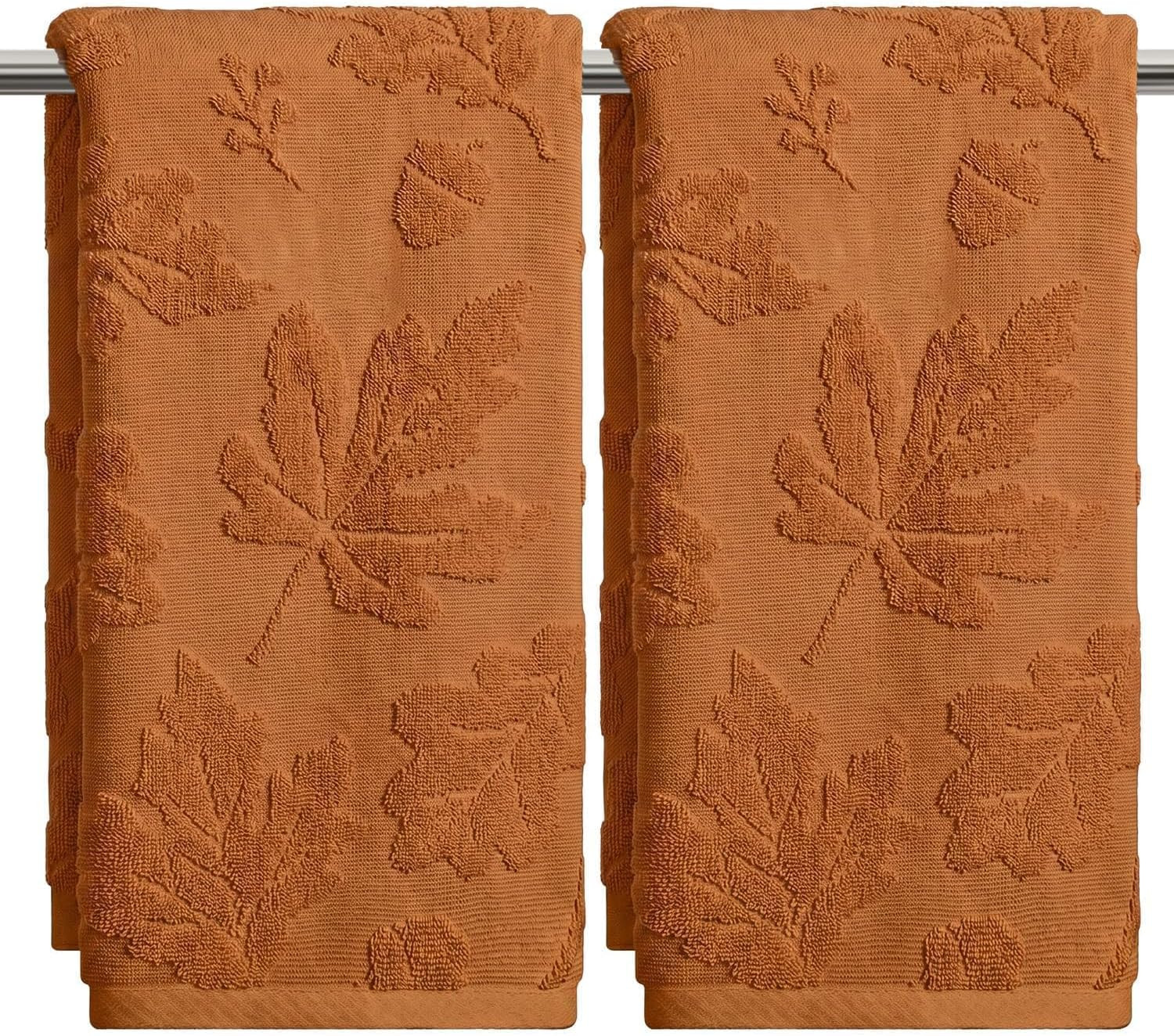 Artoid Mode 2 Pcs Caramel 3D Pinecone Leaves Jacquard Hand Towels | Amazon (US)