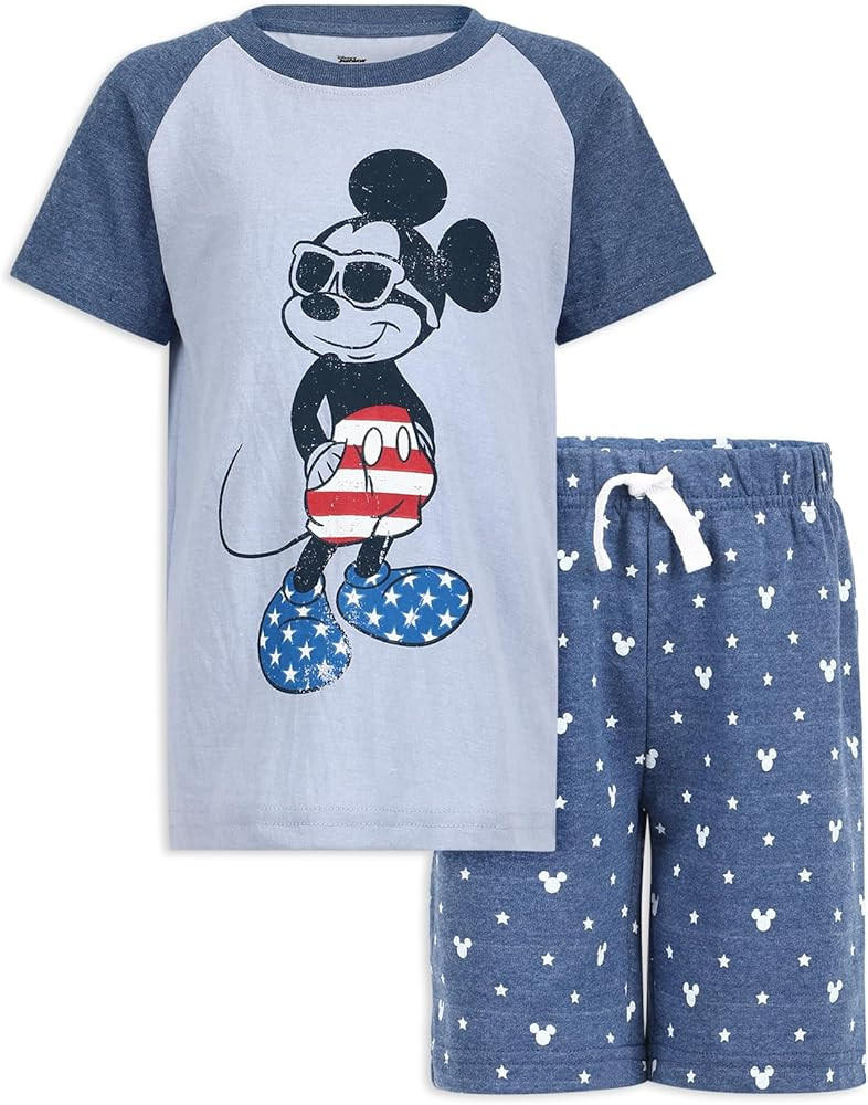Disney Mickey Mouse July 4th Boys Short Sleeve T-Shirt and Shorts Outfit Set for Big Kids | Amazon (US)