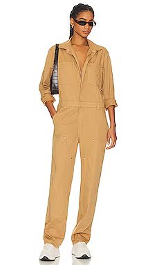 PISTOLA Abigail Long Sleeve Carpenter Jumpsuit in Toffee from Revolve.com | Revolve Clothing (Global)