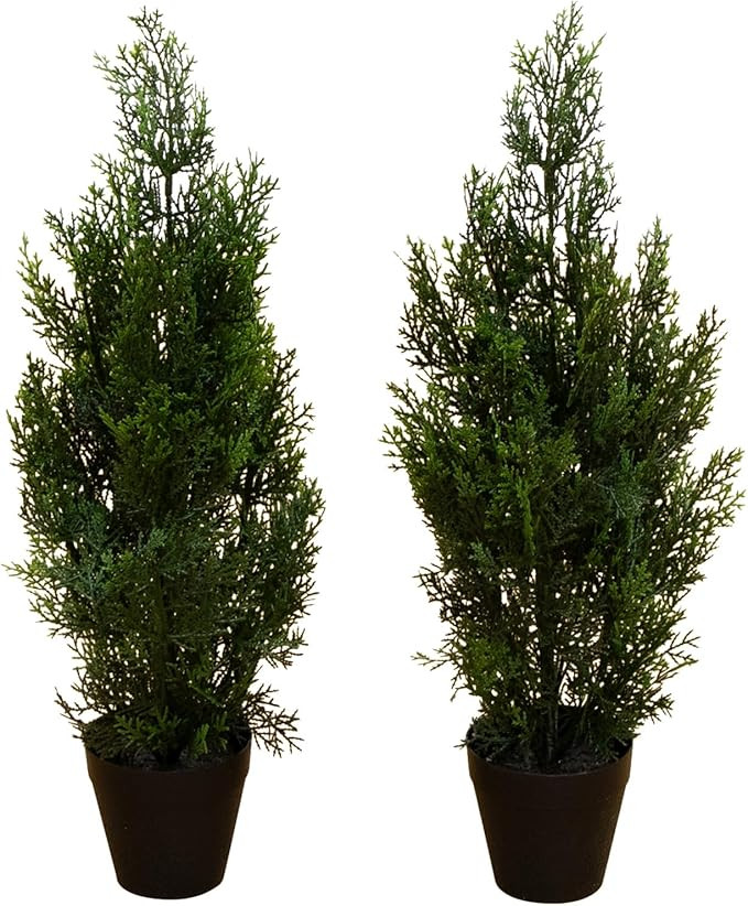Nearly Natural 2ft UV Resistant Artificial Cedar Pine Tree - Indoor/Outdoor Faux Greenery Decor, ... | Amazon (US)