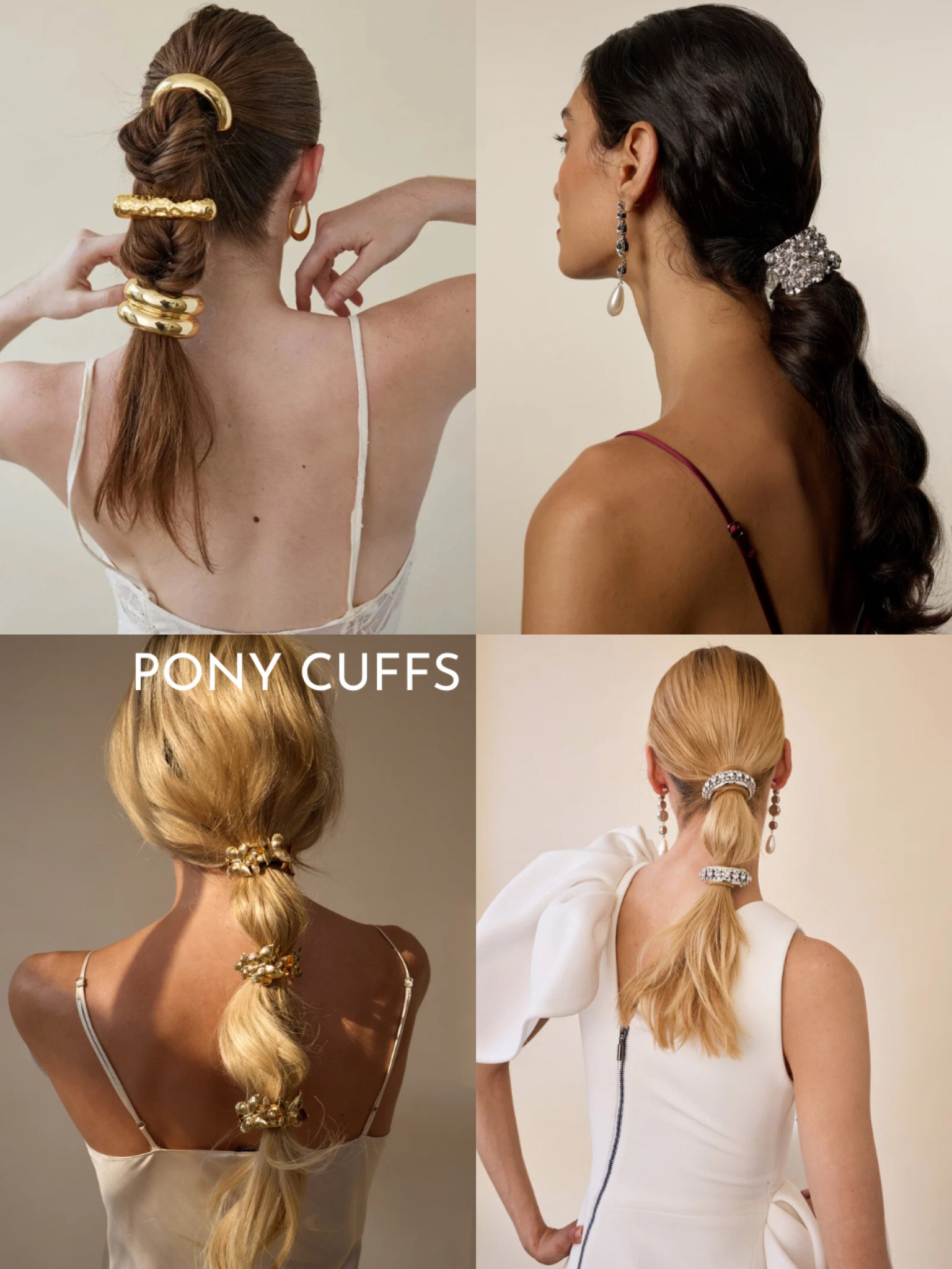 Bridal hair accessories: pony cuffs 