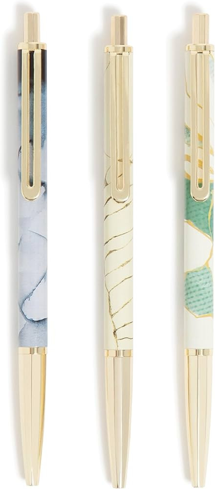 U Brands Avalon Gel Pens, 3 Count, Set in Stone, Gold Details, Medium (0.7 mm) Point, Black Ink | Amazon (US)