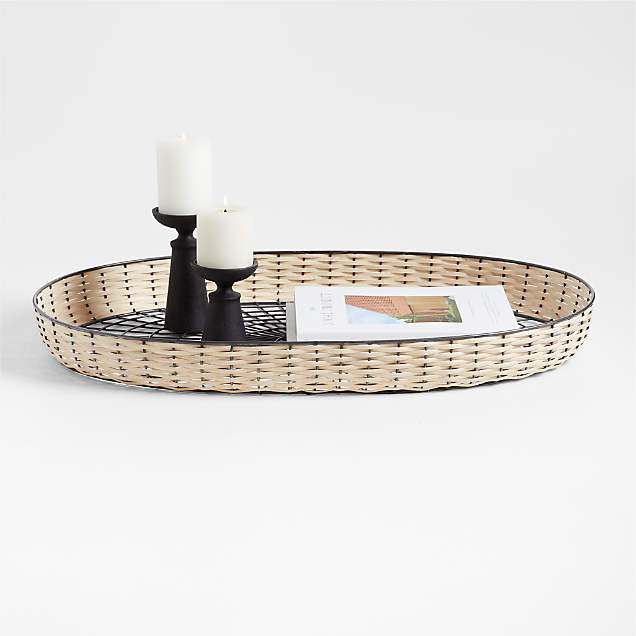 Onslow Handwoven Round Decorative Tray 17" + Reviews | Crate & Barrel | Crate & Barrel