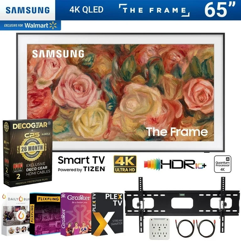 Samsung QN65LS03DA 65 inch The Frame QLED 4K Smart TV (2024) Bundle w/ Premiere Streaming Package... | Walmart (US)