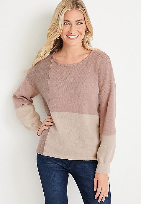 Colorblock Tie Back Sweater | Maurices