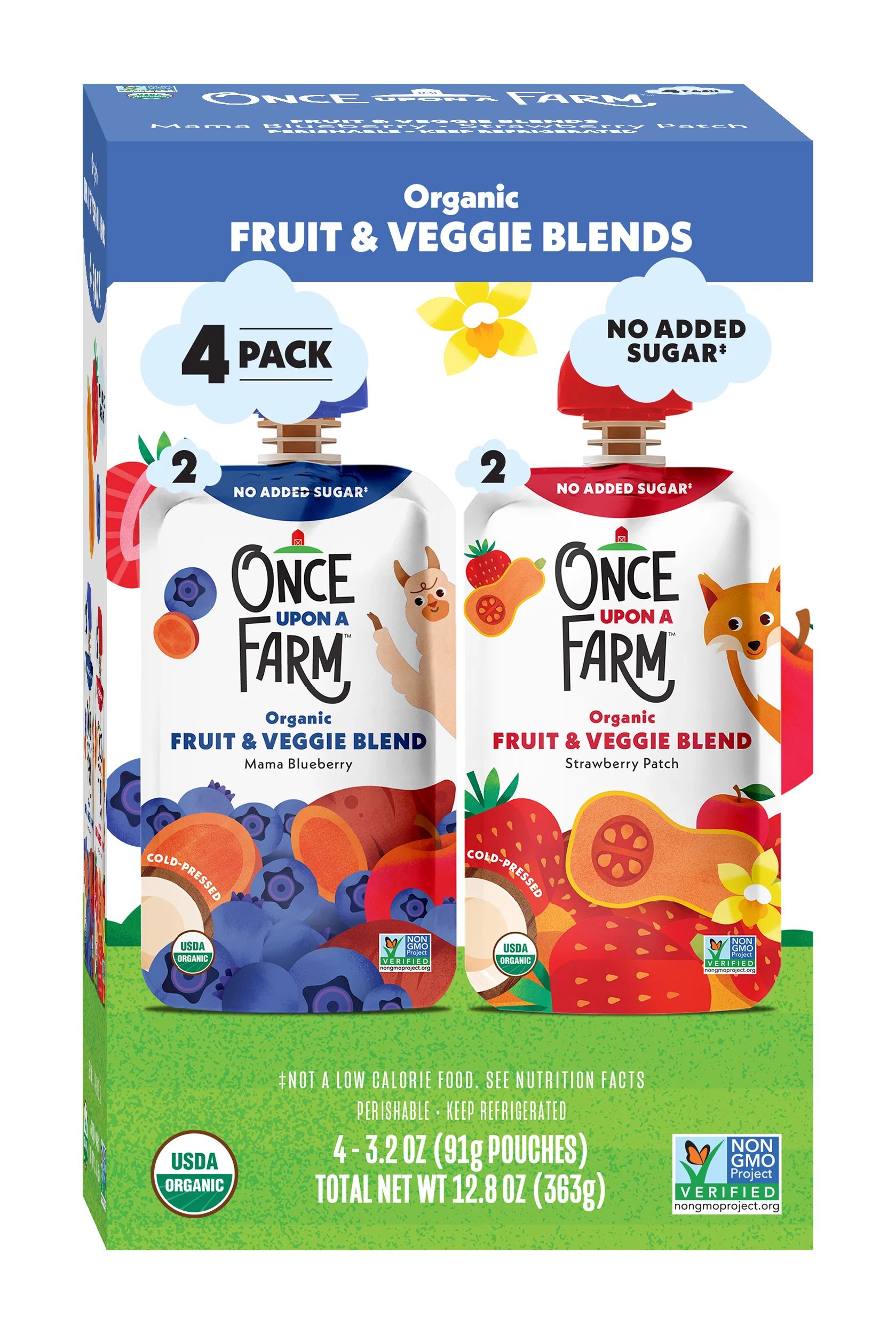 Once Upon a Farm Variety Pack, Berry Bundle Variety, 3.2oz, 4pk Strawberry Patch and Mama Blueber... | Walmart (US)
