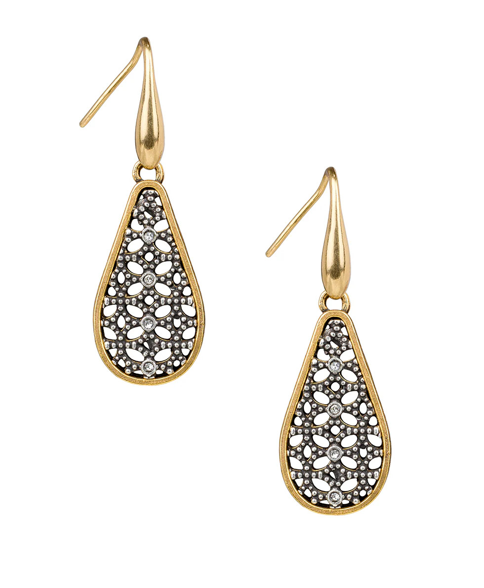 Tear Drop Earrings - Filigree - Antique Gold / Silver Ox | Patricia Nash Designs