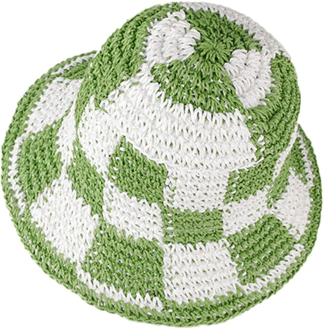 Womens Straw Sun Hat Woven Bucket Hat Fishing Hat Beach Hat Foldable Cap Summer Caps | Amazon (US)