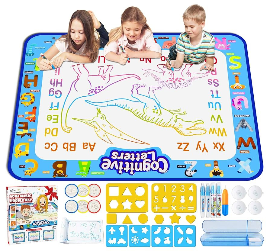 Jasonwell Aqua Water Doodle Mat 40 X 32 Inches Large Magic Drawing Doodling Mat Coloring Mat Educ... | Amazon (US)