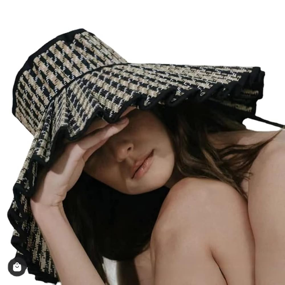 Women Summer Foldable Pleated Sun Casual Top Sunscreen Straw Hats Outdoor Beach Shade Straps Adul... | Amazon (US)