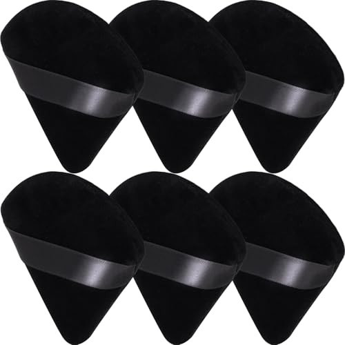 JOLY Powder Puff for Face Makeup Triangle Sponge Beauty Blender Puffs Stocking Stuffers for Loose Powder and Foundation (6Pcs Black) | Amazon (US)