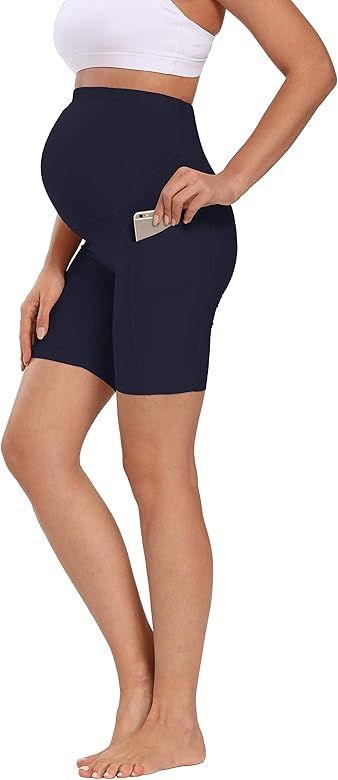 Women's Maternity Over The Belly Active Lounge Comfy Yoga Short Workout Running Athletic Non See-... | Amazon (US)