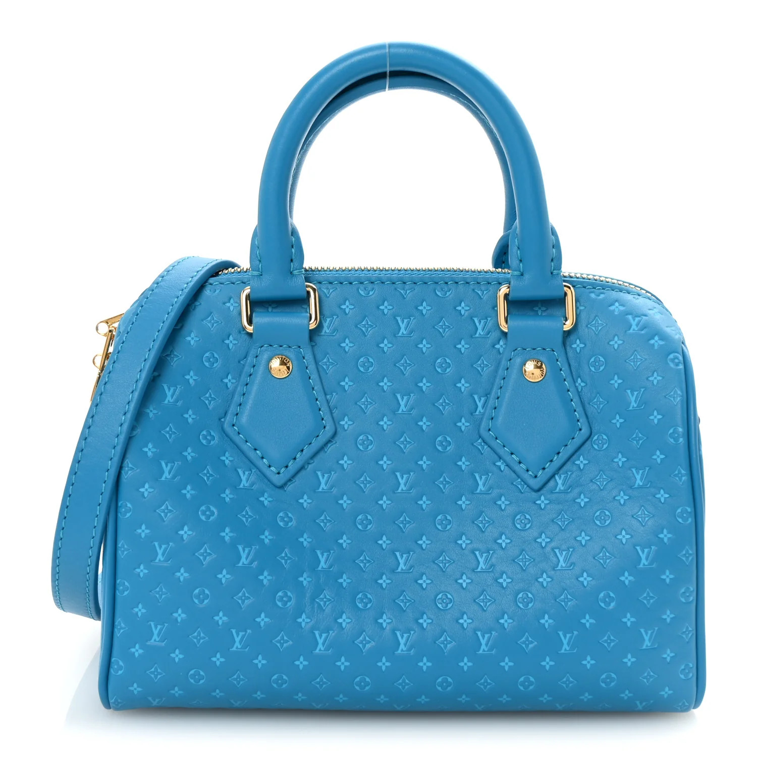Louis Vuitton Calfskin Nanogram Embossed Speedy Bandouliere 20 Blue 1743091 | FASHIONPHILE (US)