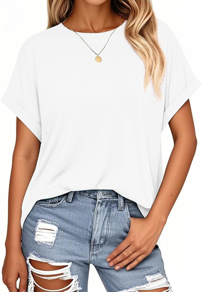 isermeo Womens Tops Oversized Casual Shirts Loose Fit Short Sleeve Business Tshirts Summer Tee Fa... | Amazon (CA)