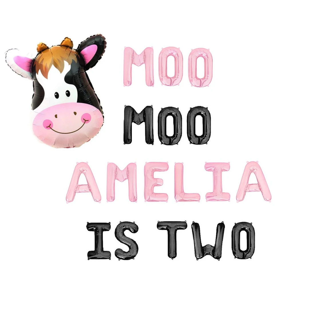 Cowgirl Birthday Party Decorations Kids Cow Themed Birthday Party Girls Farm Party Balloons Moo M... | Etsy (US)
