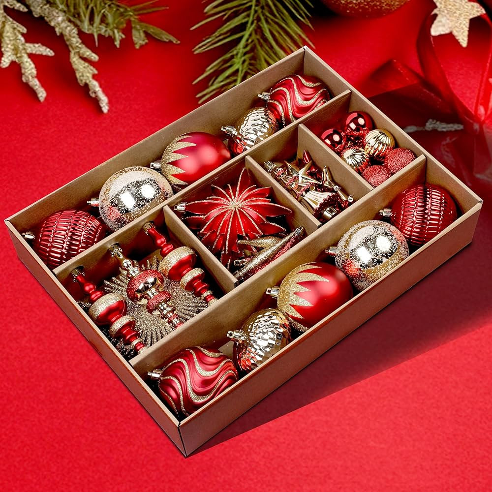 SHareconn 80pcs Christmas Balls Ornaments Set, Contemporary Light Luxury Gift Set, Shatterproof P... | Amazon (CA)