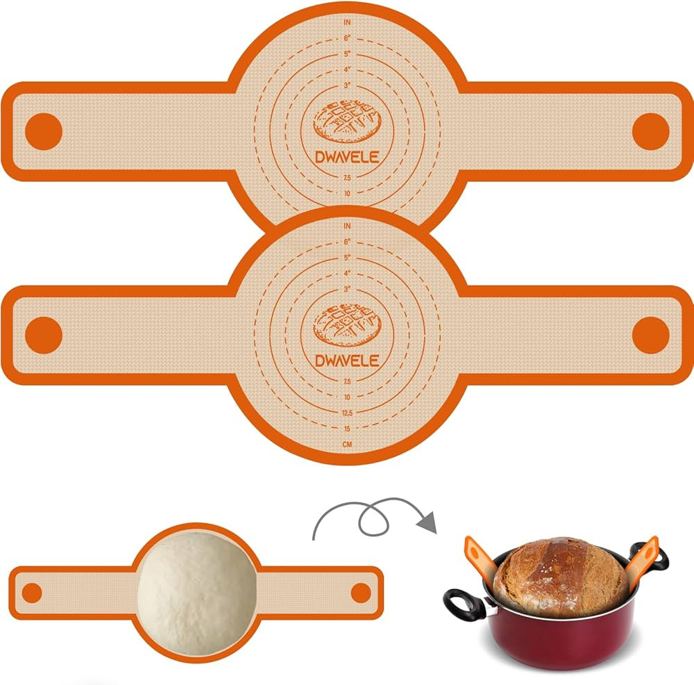 Silicone Bread Sling for Dutch Oven, 2 Pcs Non-Stick & Easy to Clean Bread Baking Mat Set, Reusab... | Amazon (US)