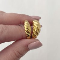 Gold Croissant Ring, Silver Dome Twisted Ring | Etsy (US)