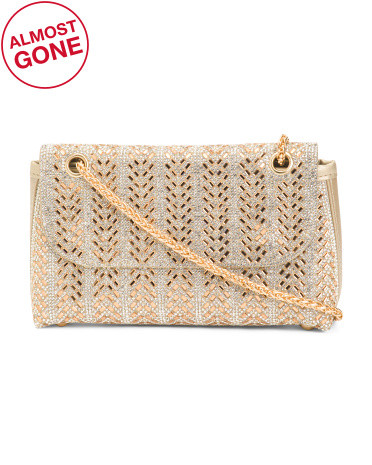 Crystal And Champ Stones Envelope Beaded Clutch | TJ Maxx