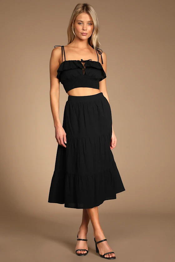 Sunny Selection Black Tie-Strap Two-Piece Midi Dress | Lulus (US)