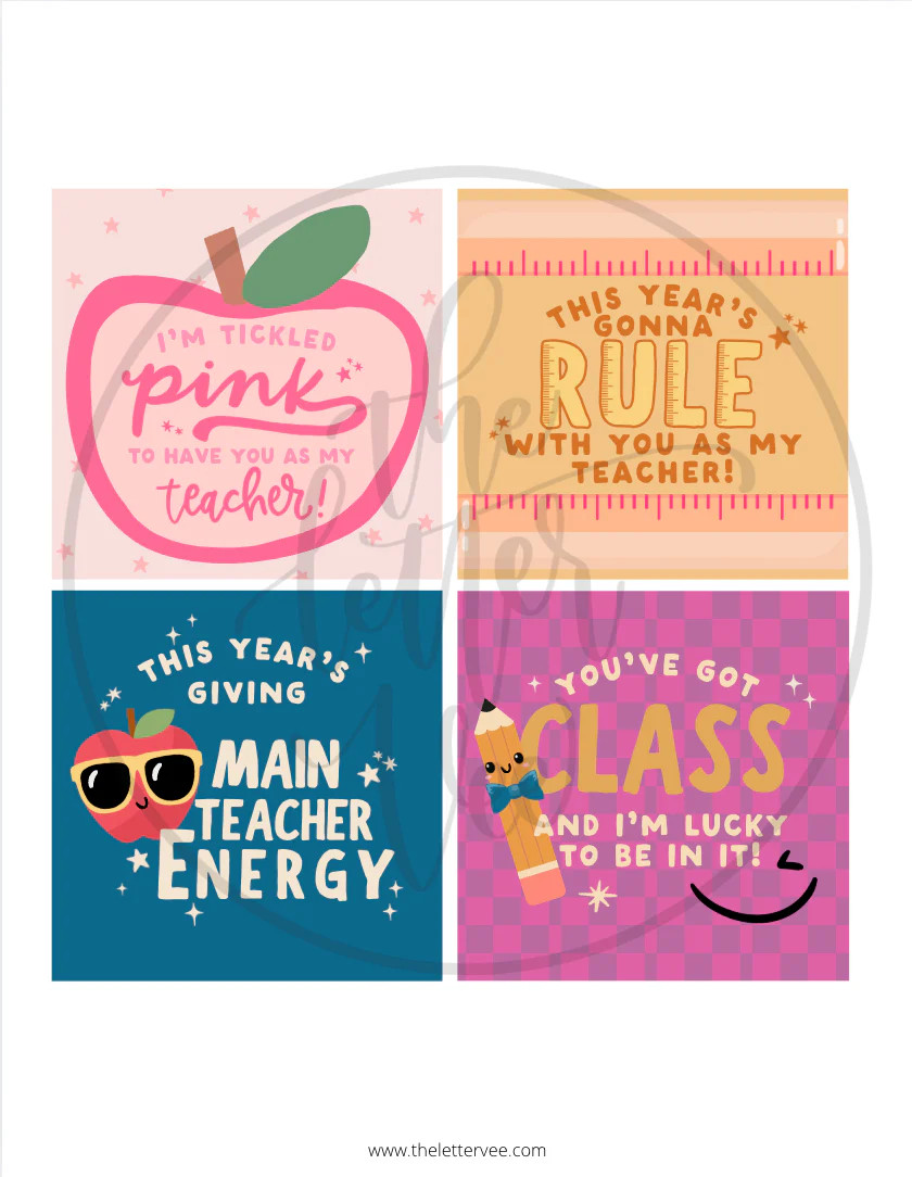 Teacher Gift Tags | Back-to-School Printable Tags | The Letter Vee