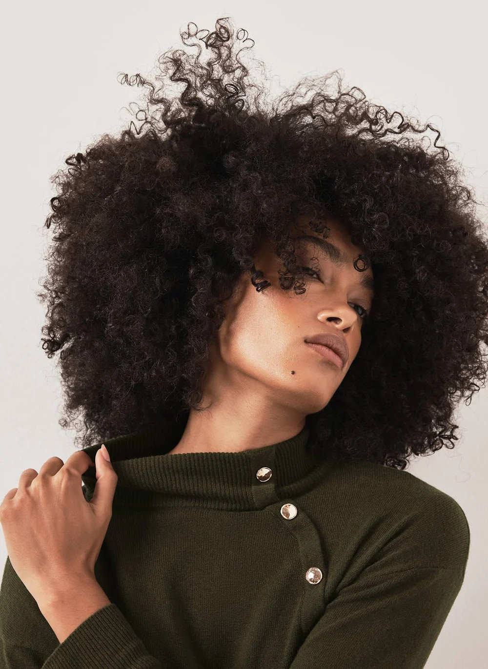 Khaki Button Detail Knit Jumper | Mint Velvet - ROW