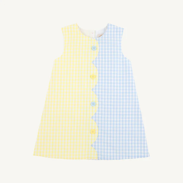 Kennedy Colorblock Dress - Lake Worth Yellow Gingham & Buckhead Blue G | The Beaufort Bonnet Company