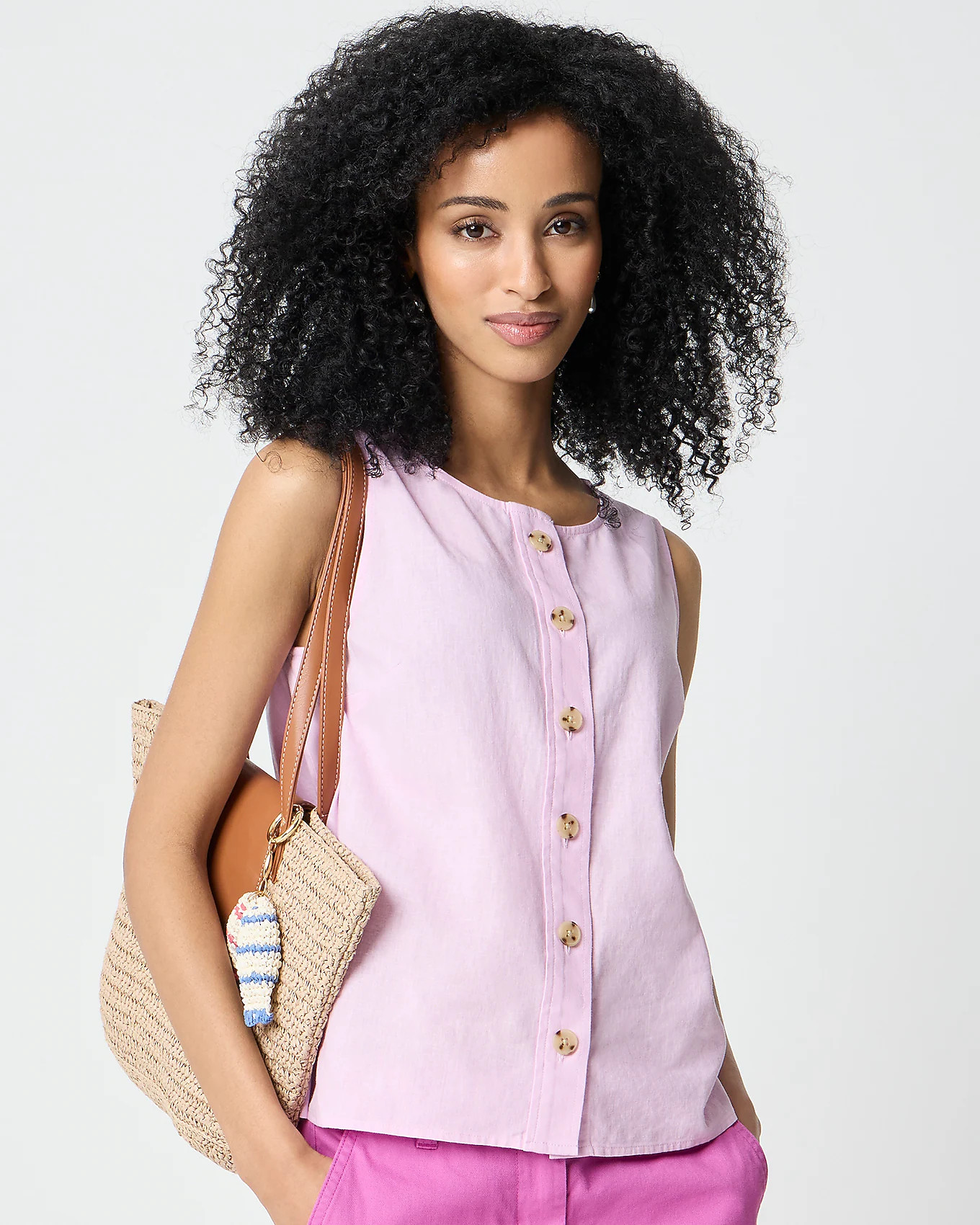 Linen-blend button-front shell | J.Crew Factory