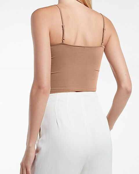 Body Contour Double Layer Cropped Square Neck Cami | Express