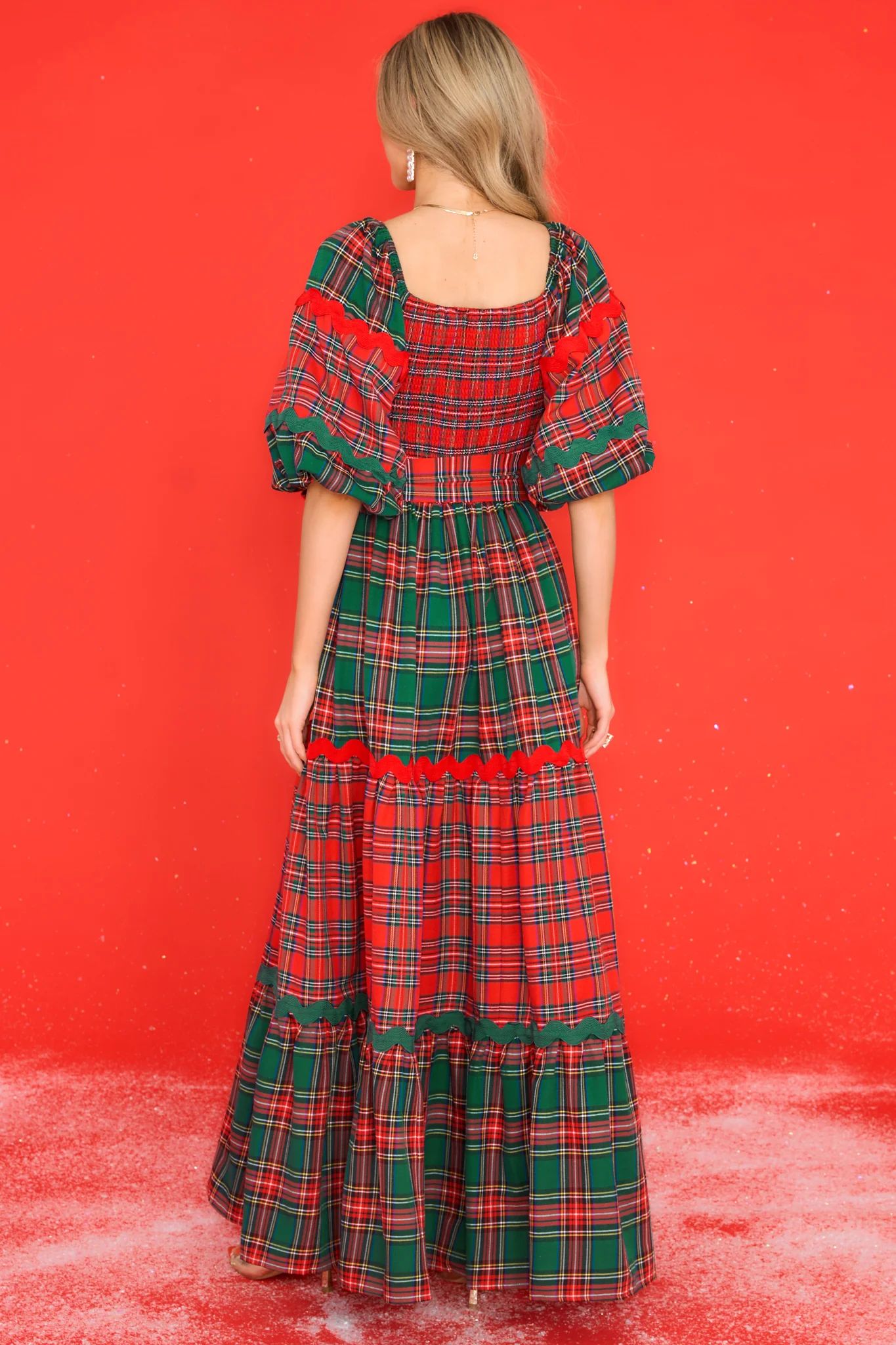 Santa's Favorite Red Plaid Maxi Dress | Red Dress 