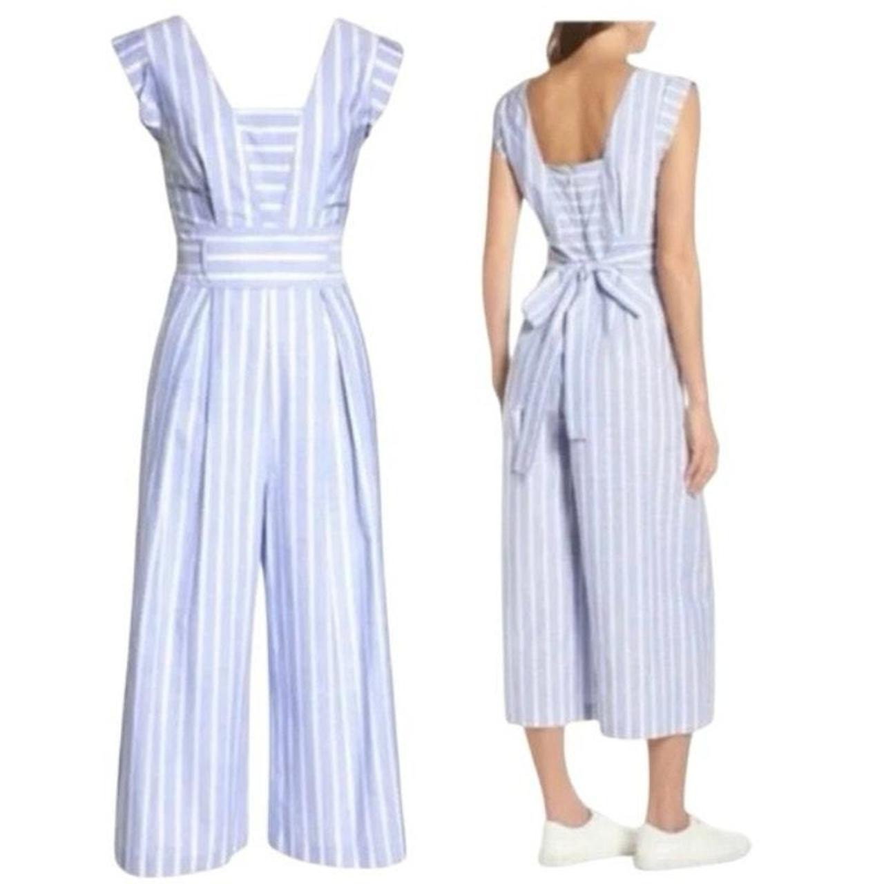 Nordstrom Women's Jumpsuit - Blue/White | Depop US