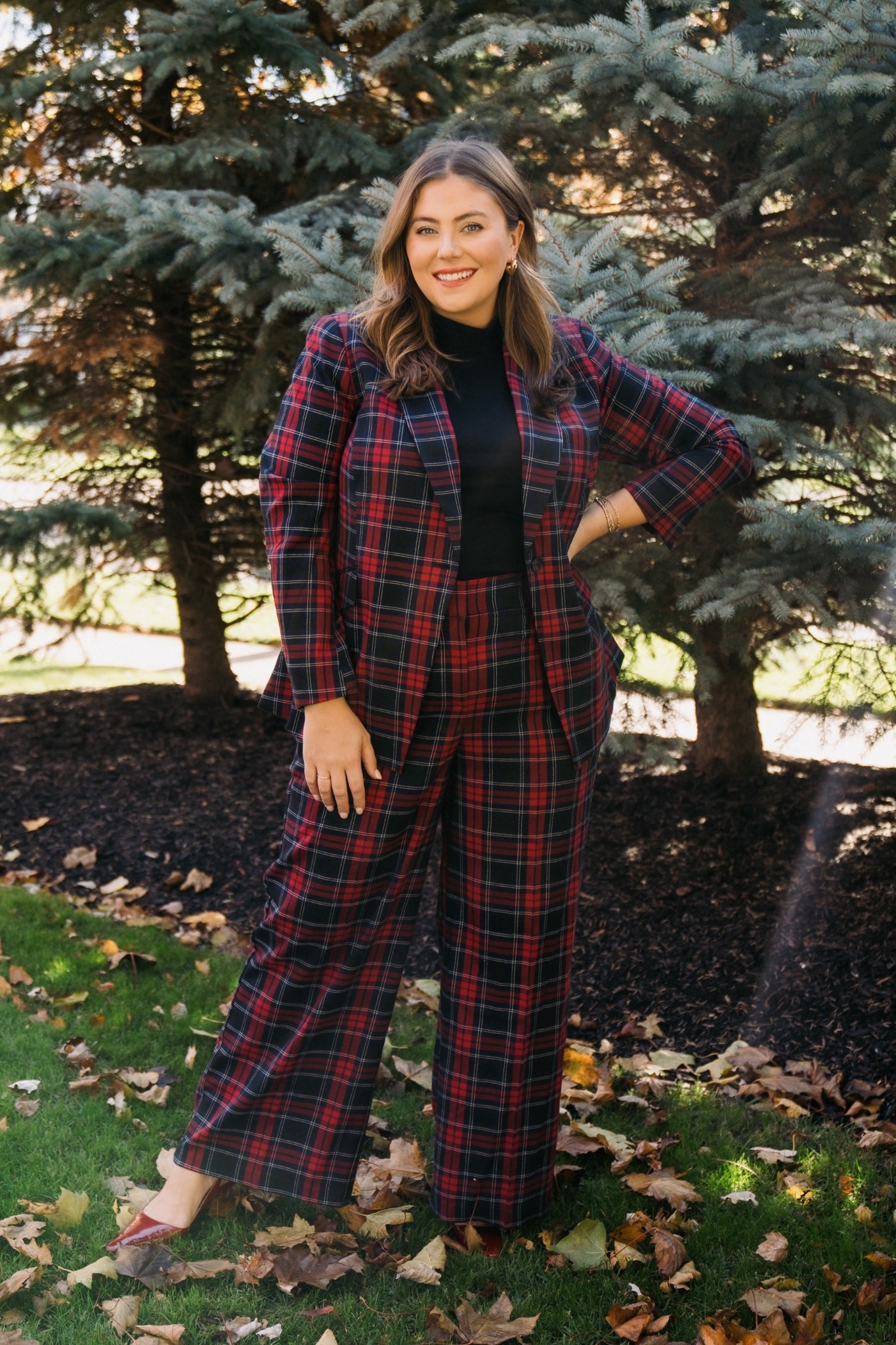 Holiday outfit - work party outfit - pant suit - wearing size 18 in blazer & pants, XXL in pants. Use CARALYN10 at checkout with Lane Bryant. 

#LTKStyleTip #LTKHoliday #LTKPlusSize