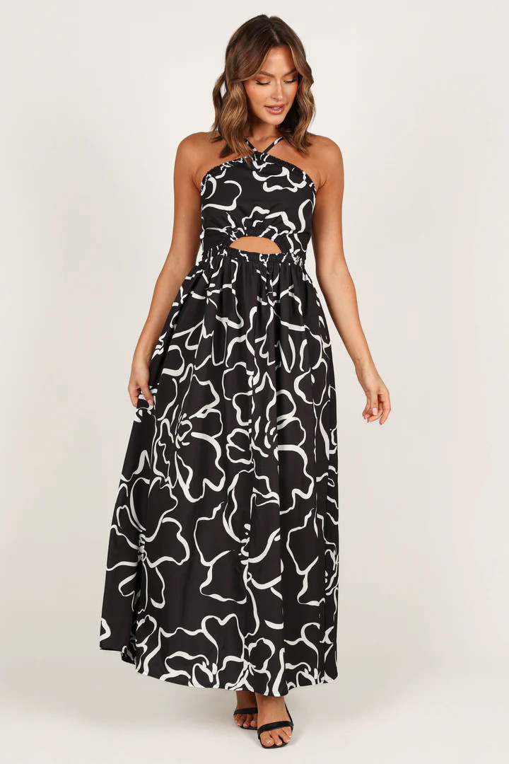 Madeira Maxi Dress - White/Black Floral | Petal & Pup (US)