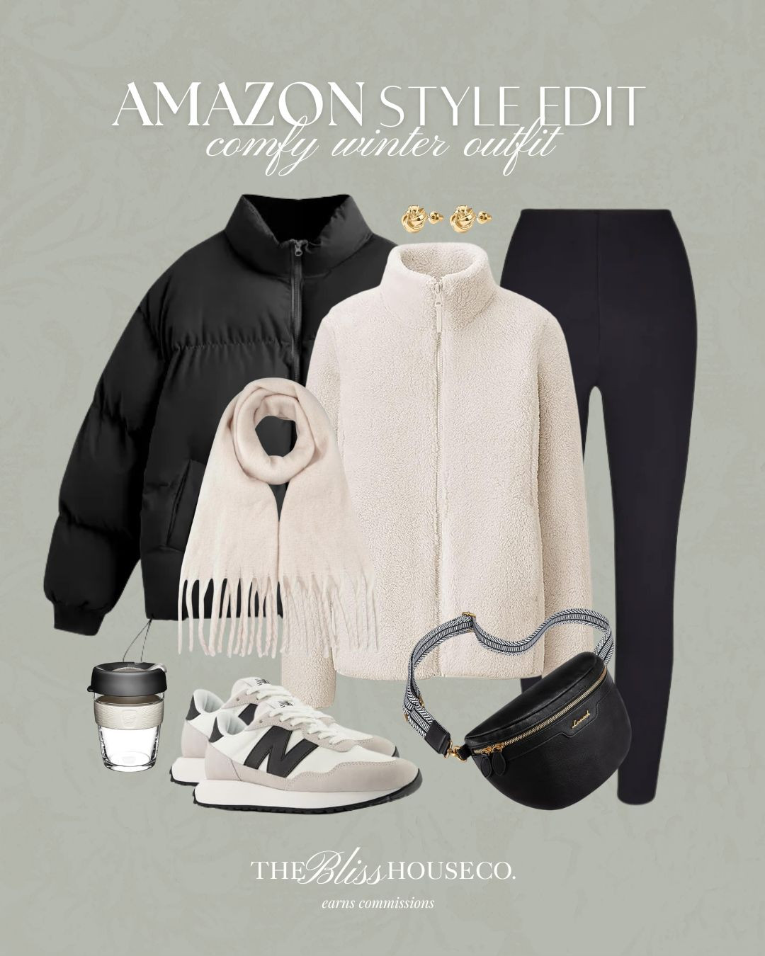 Simple and comfy winter outfit inspo all from Amazon ✨ Styling leggings, cozy layers, cold weather, sherpa jacket, puffer jacket, sneakers, casual styled look, running errands, winter style, Amazon finds, Amazon fashion. 

 #LTKootd #LTKSeasonal #LTKFindsUnder50