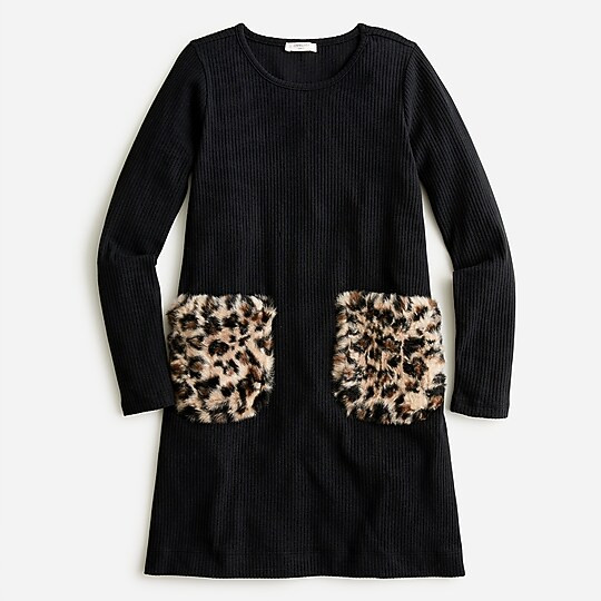 Girls' fur-pocket dress | J. Crew US
