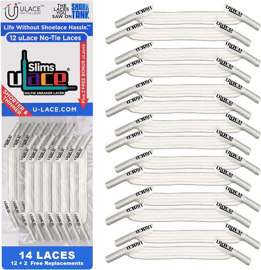 uLace Slims No-Tie Shoelaces - Elastic Shoe Laces for Sneakers | Stretchy, Elastic Laces | Easy I... | Amazon (US)
