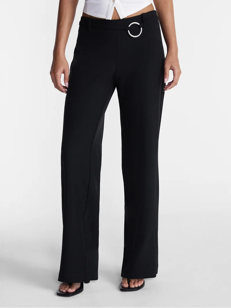No Boundaries Belted Woven Trousers, 31.5" Inseam, Women's XXS-XXL | Walmart (US)