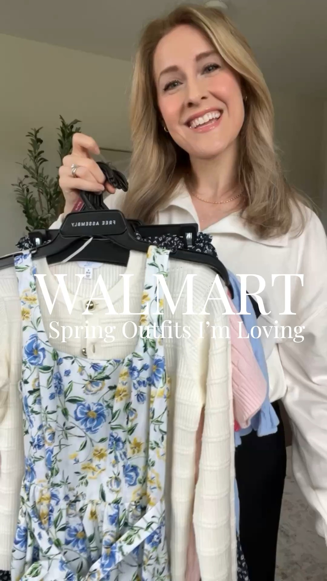 Walmart spring outfits! The first dress is beautiful but the strap kept slipping off my shoulder so I’ll link an Amazon tool that could easily remedy this! Or use a safety pin. I’m a small in everything except I sized up to medium in the light pink cardigan and the striped sweater. Jeans tts 6. #walmartfashion 

#LTKOver40