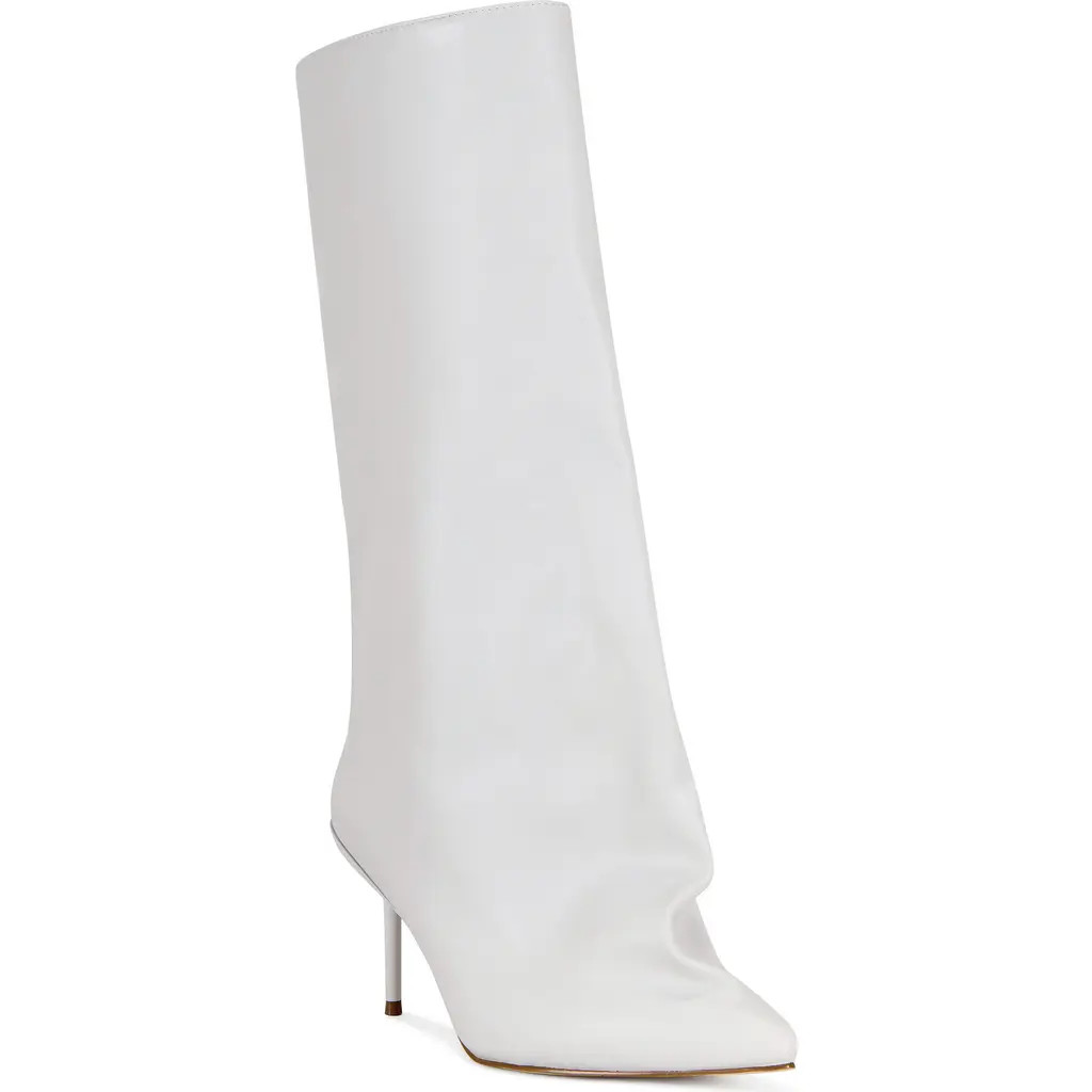 AZALEA WANG Couture Crazy Pointy Toe Knee High Boot in Bone at Nordstrom Rack, Size 11 | Nordstrom Rack