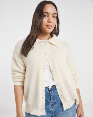 Simply Be Cream Collar Cardigan | Simply Be | Simply Be (UK)