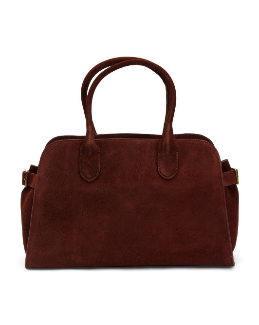 Suede Large Double Handle Satchel | TJ Maxx