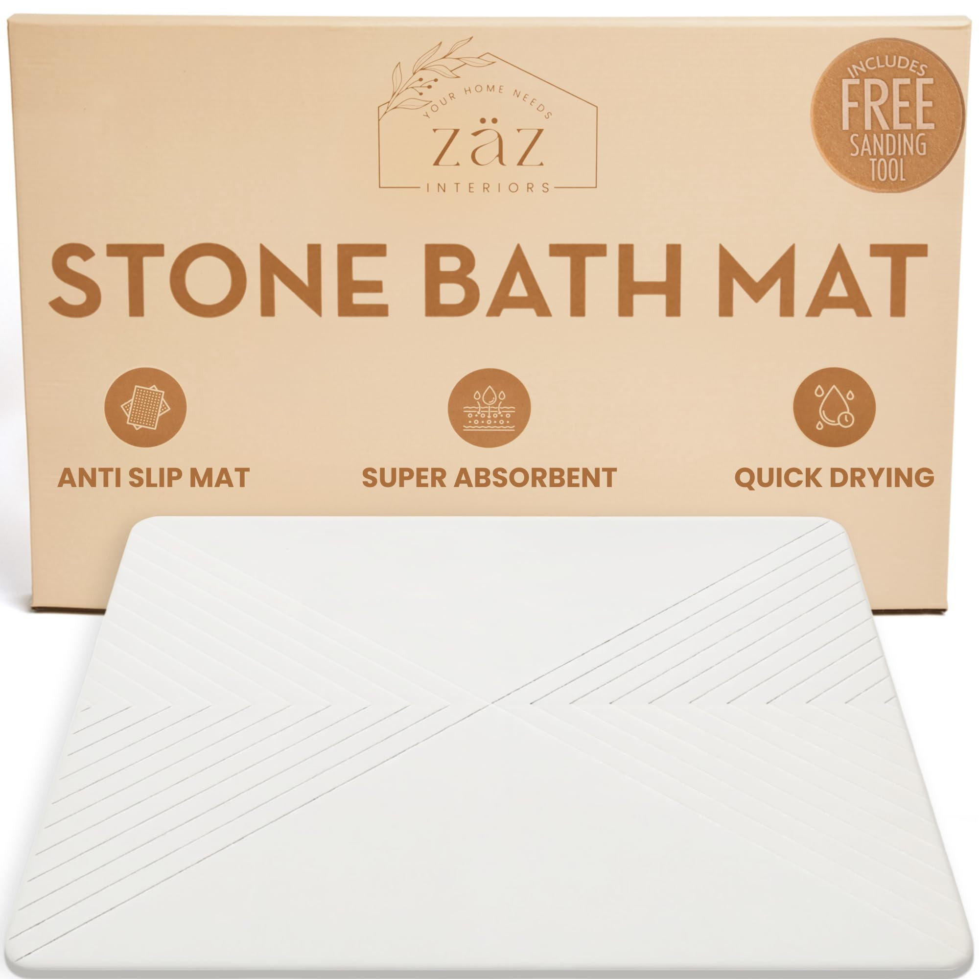 Stone Bath Mat for Bathroom – Quick Drying, Non-Slip Shower Mat – Super Absorbent Bath Stone ... | Amazon (US)
