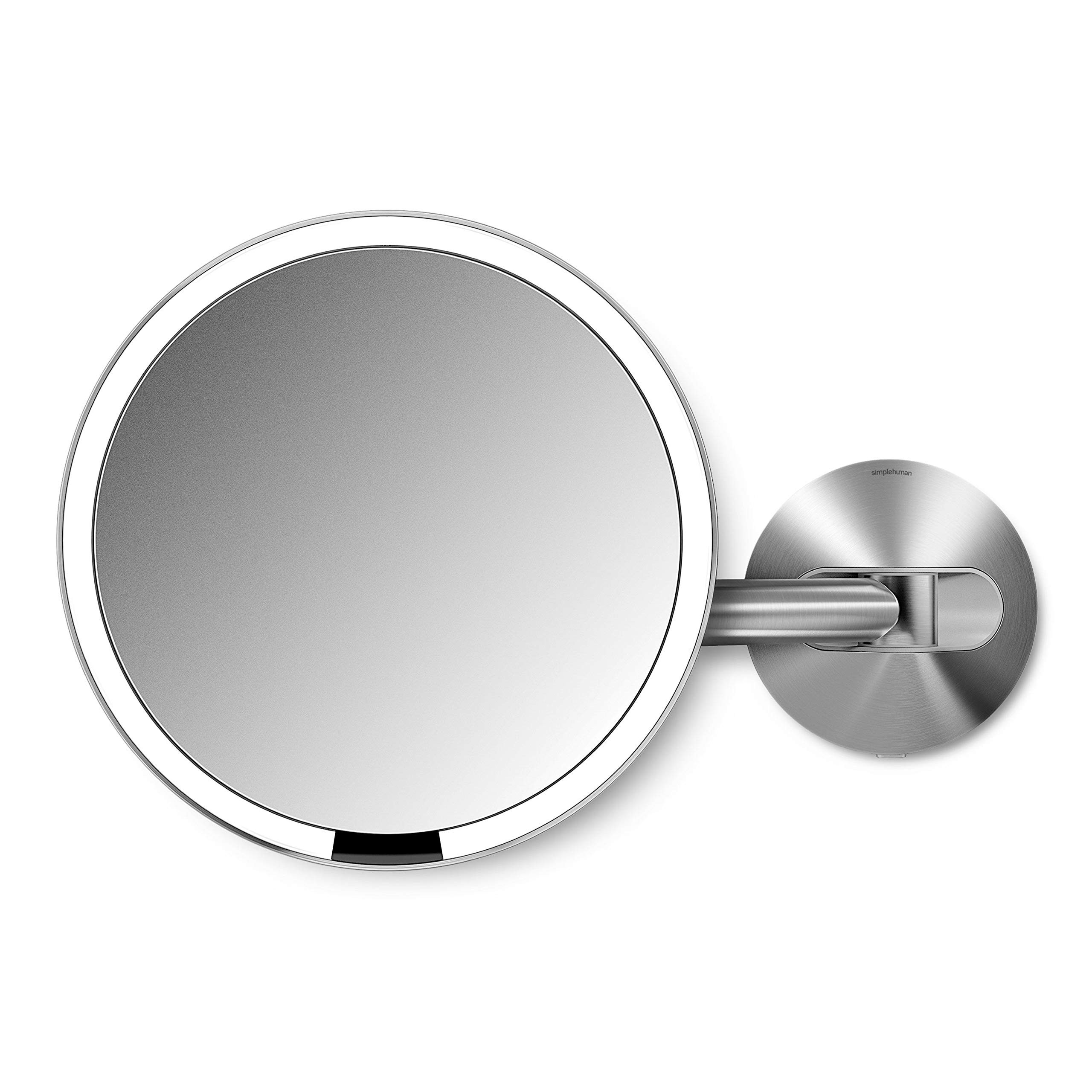 simplehuman, Brushed 8" Round Wall Mount Sensor Makeup Mirror, 5x Magnification, Hard-Wired (100-... | Amazon (US)