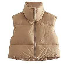 KEOMUD Women's Winter Crop Vest Lightweight Sleeveless Warm Outerwear Puffer Vest Padded Gilet | Amazon (US)
