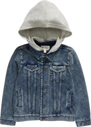 Tucker + Tate Kids' Knit Denim Jacket with Removable Hood | Nordstrom | Nordstrom